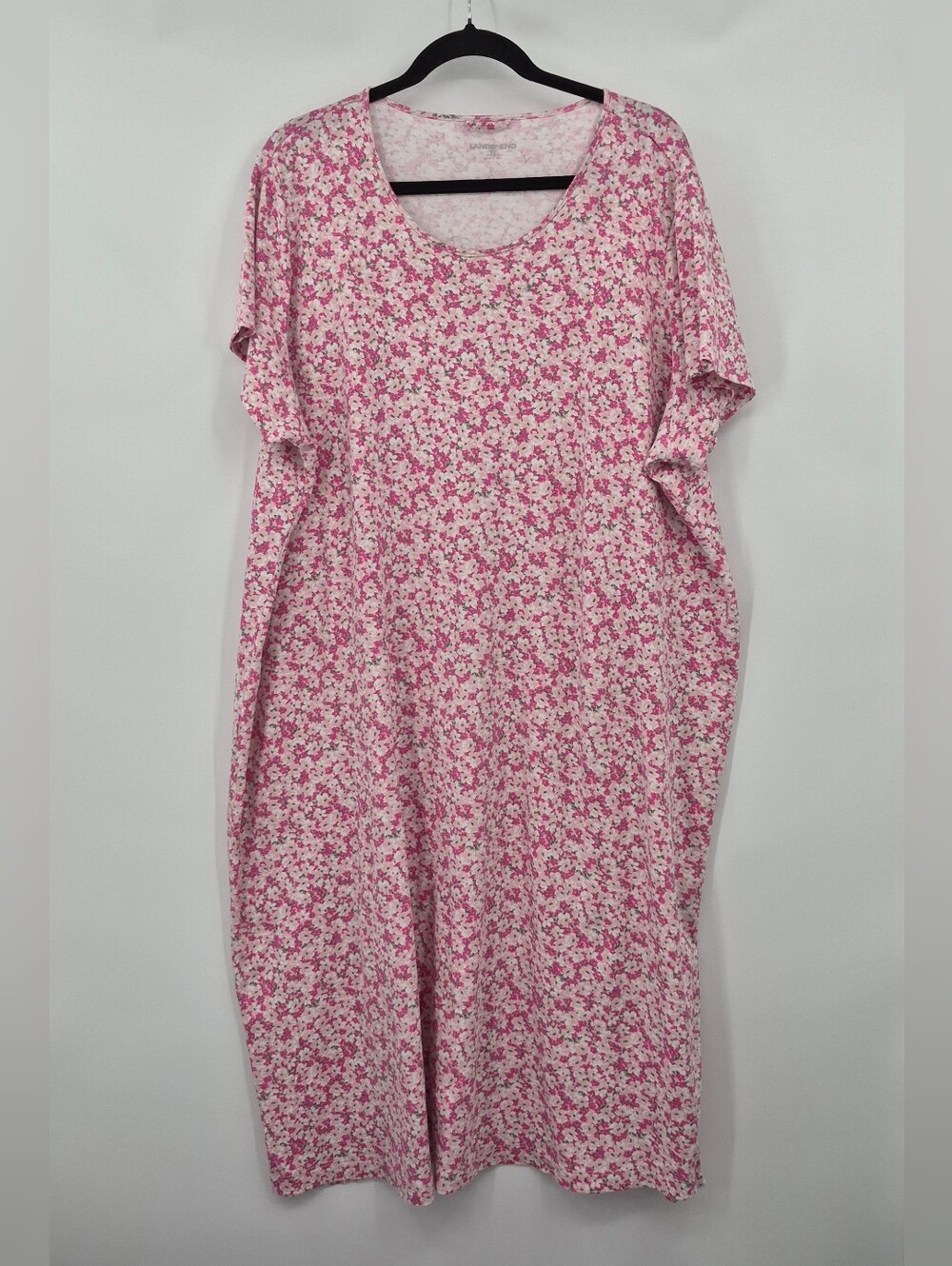 Lands End Nightgown Plus Size 3x 100% Cotton Knit Floral Pink Soft Cottagecore